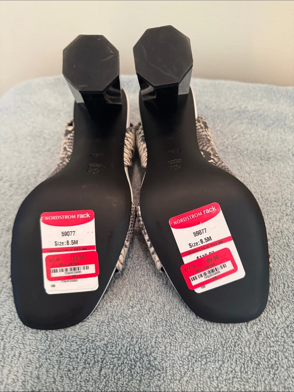 Donald J. Pliner Black & White Snake-Print Slingback Heels - Picture 4 of 4
